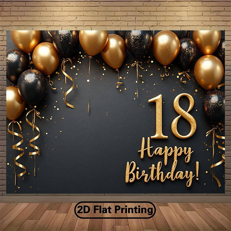 Party Banner Gold - 2D 1Pc Black & Gold Balloons
