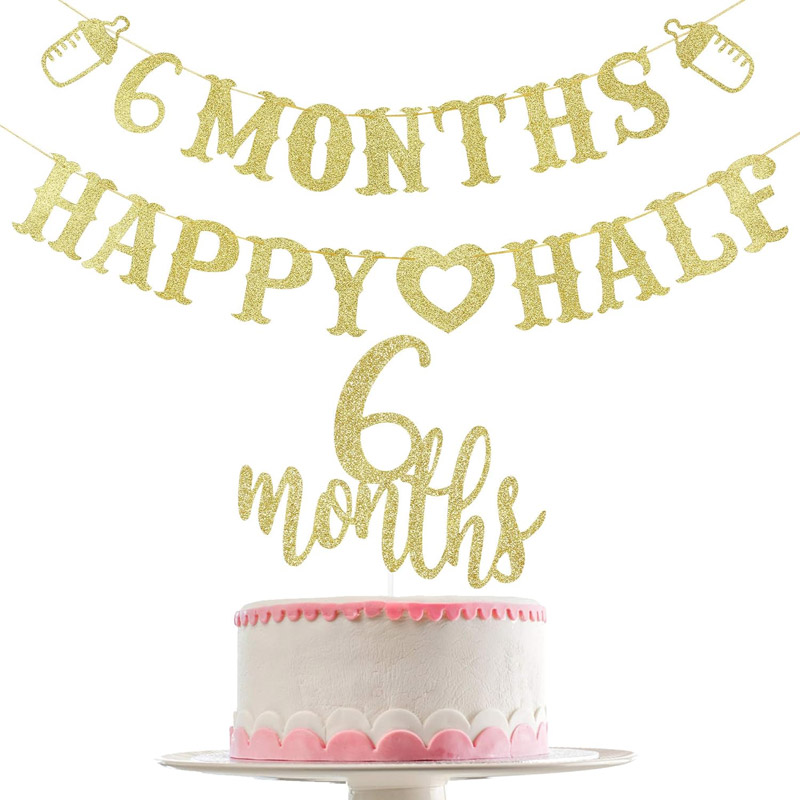 Party Banner Gold - 6 Month Banner Happy Half Banner