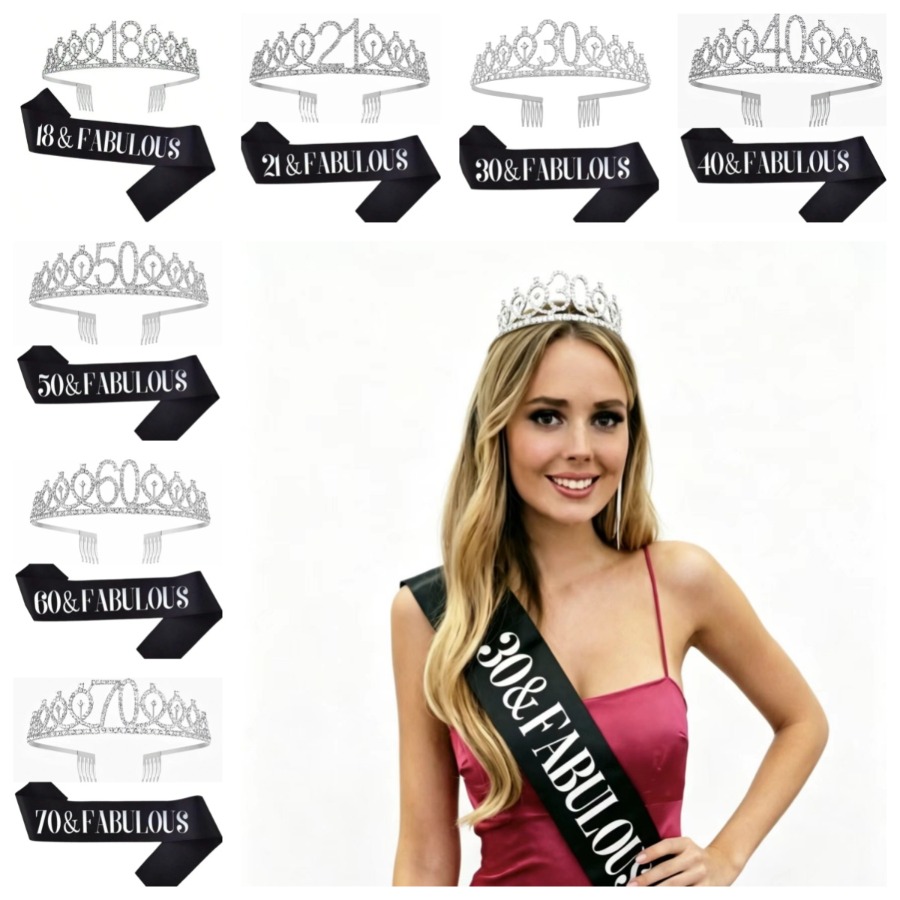 Glitter Silvery Birthday Tiara - Birthday Sash Glitter review and price