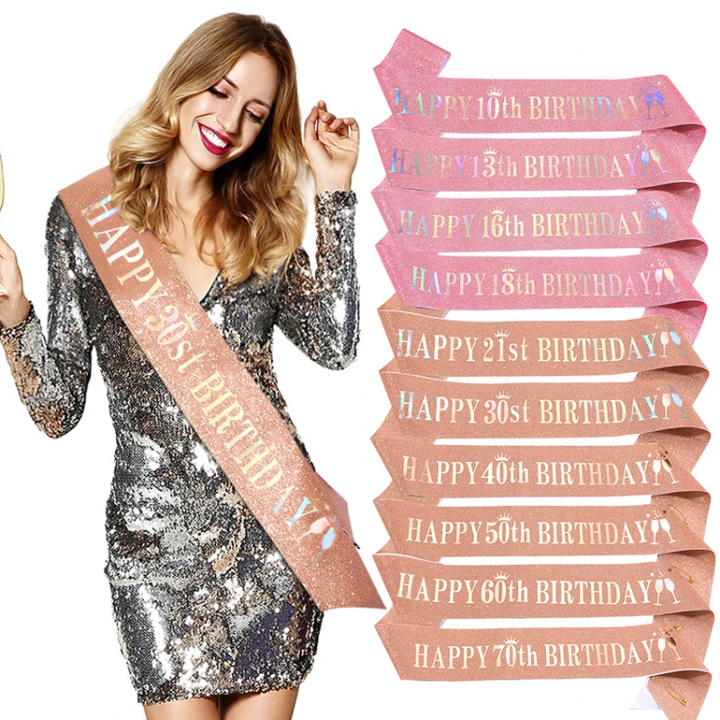 Happy 10th 13th 16th 21st 30th - Birthday Sash Glitter review and price