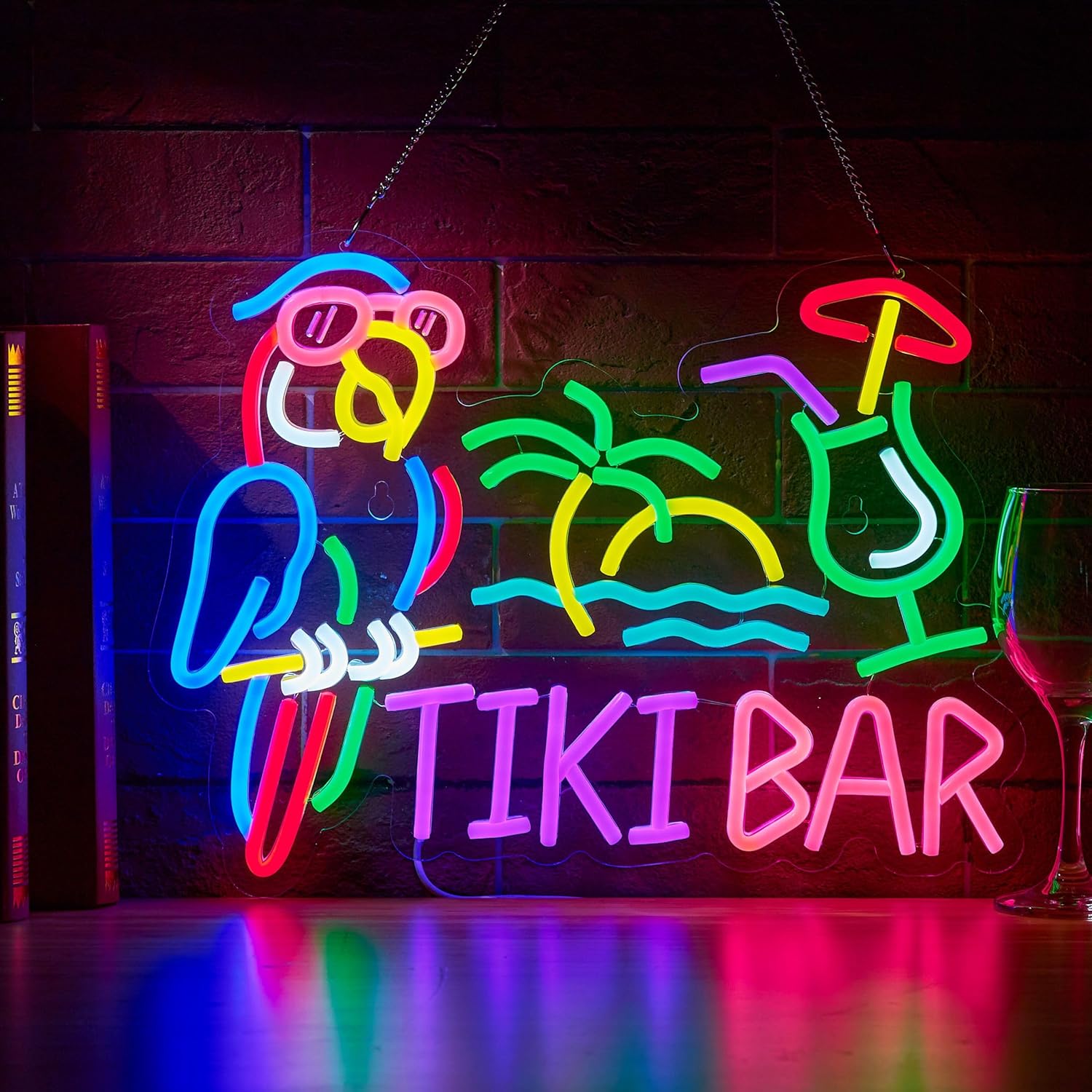 Tiki Bar Parrot Palm Tree Neon - Neon Sign Party review and price