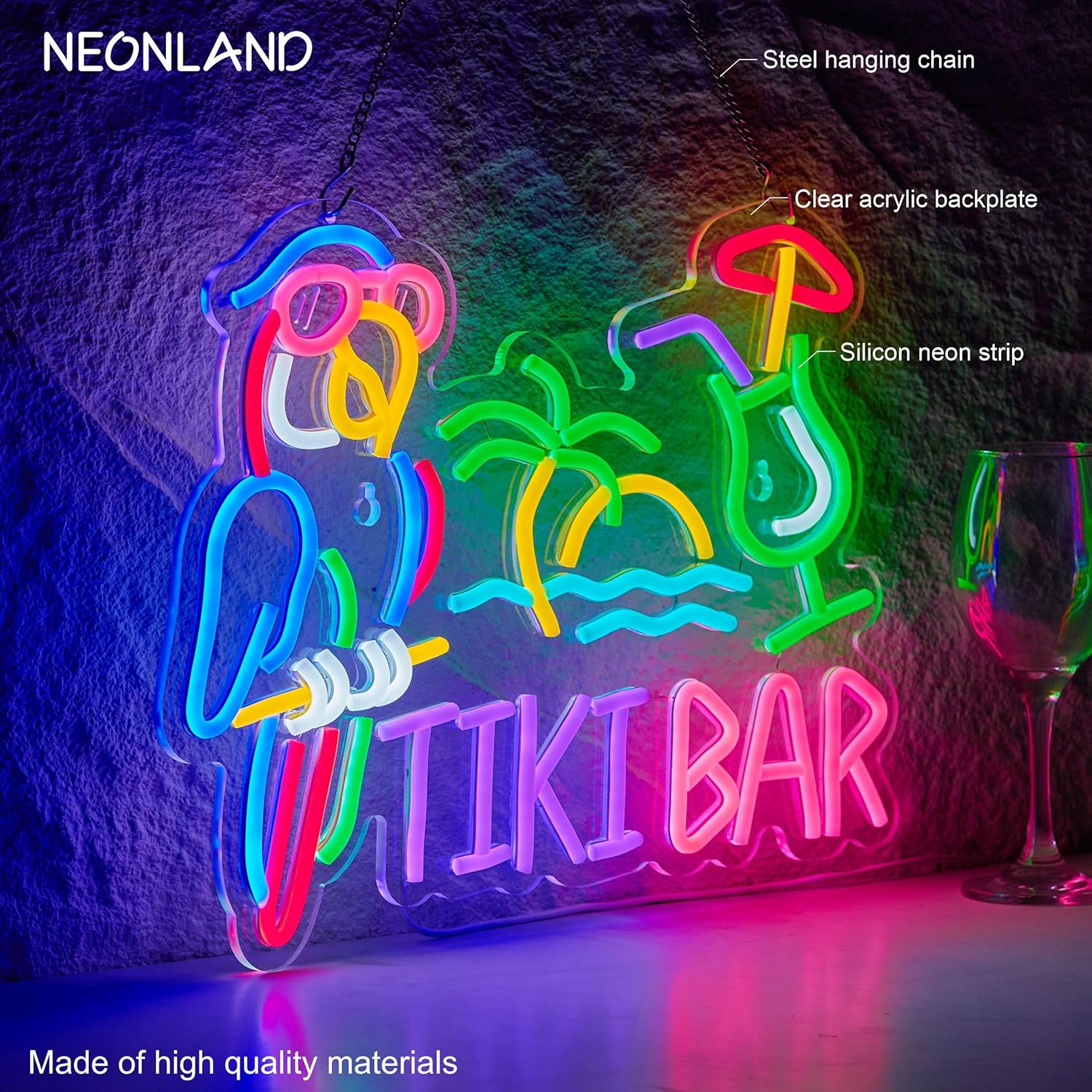 Tiki Bar Parrot Palm Tree Neon - Neon Sign Party review and price