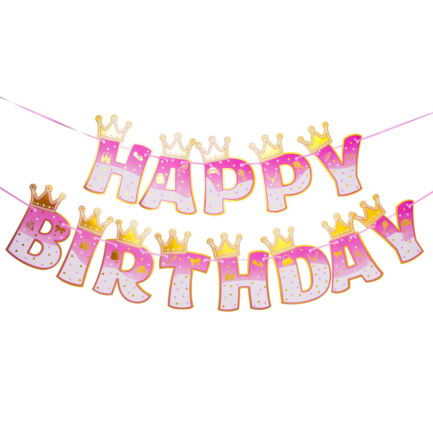 Pink Stamping Gold Crown Theme - Party Banner Gold review and price