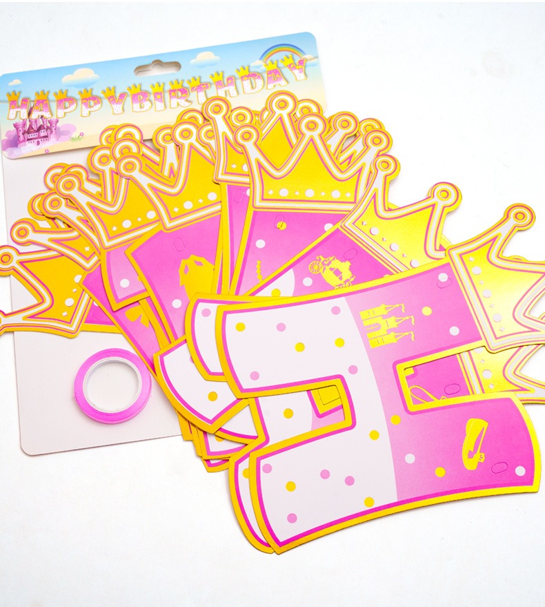 Pink Stamping Gold Crown Theme - Party Banner Gold review and price